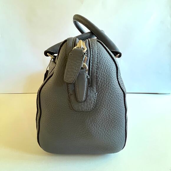 COACH Boston Style Satchel, Gray Pebble Leather Tote - Picture 7 of 13